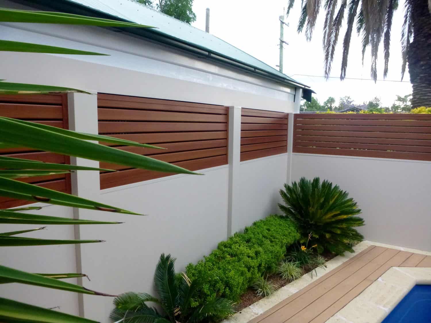 Timber Slat Concrete Fence | Concrete Coast Sleepers & Fencing Nowra - Sydney